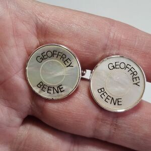**Sale** Geoffrey Beene Silver Tone And Mother Of Pearl Cufflinks